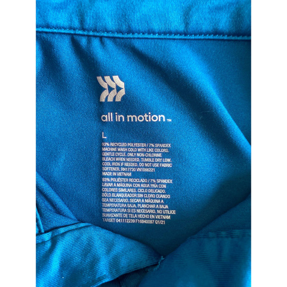 All in motion men’s polo size large short sleeve blue multi stripes across chest - Picture 3 of 8